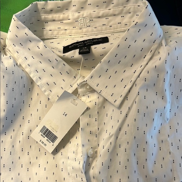 Banana Republic White Patterned Riley Shirt Size 14 NWT - Picture 3 of 11